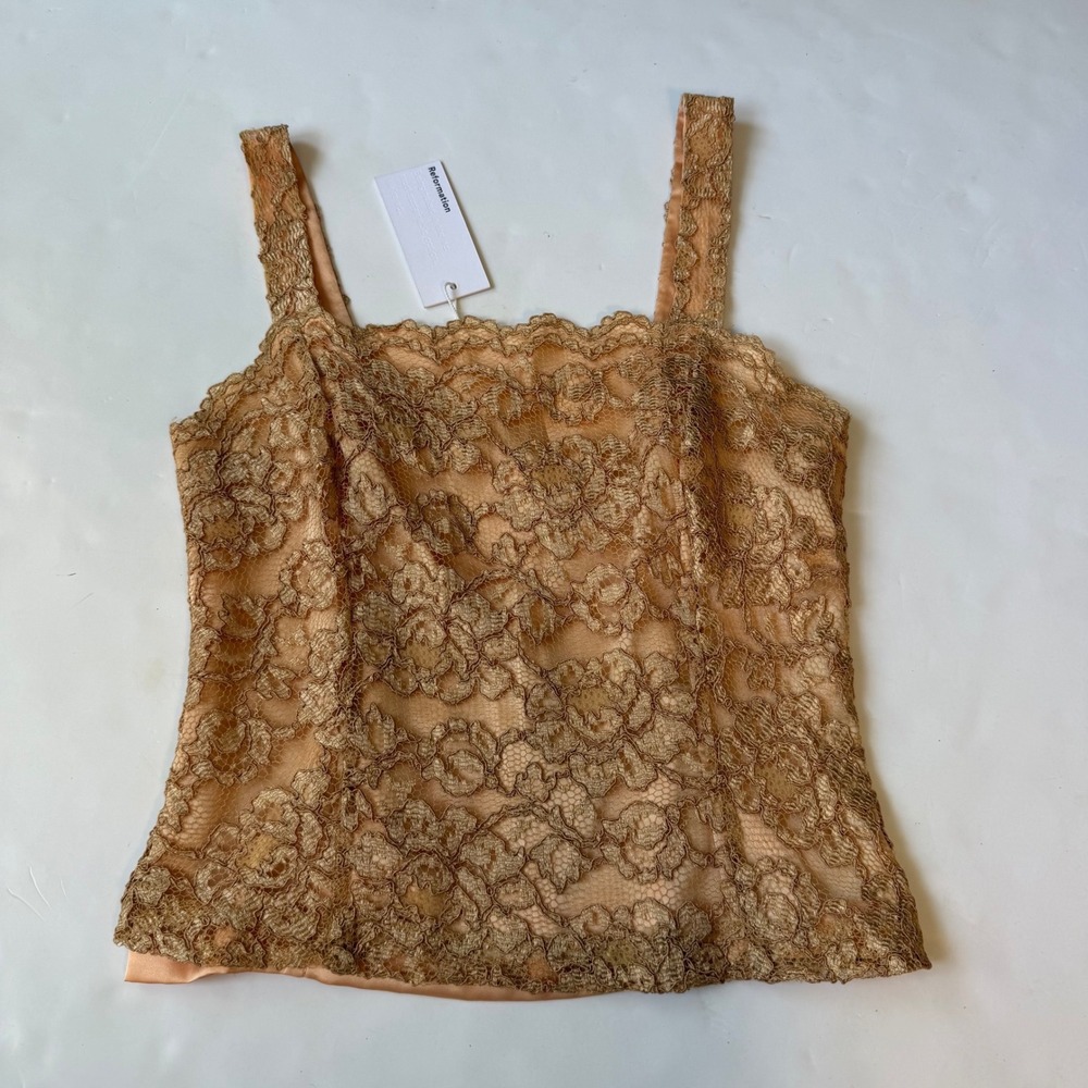 Vintage Natori Peach Lace Coral 90s Reformation Vintage Floral Blouse Small